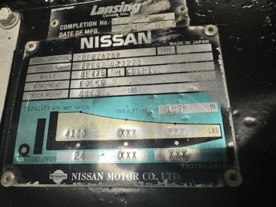 NISSAN 5000LBS. PROPANE POWER (SKU:TLT-1-23-122805)