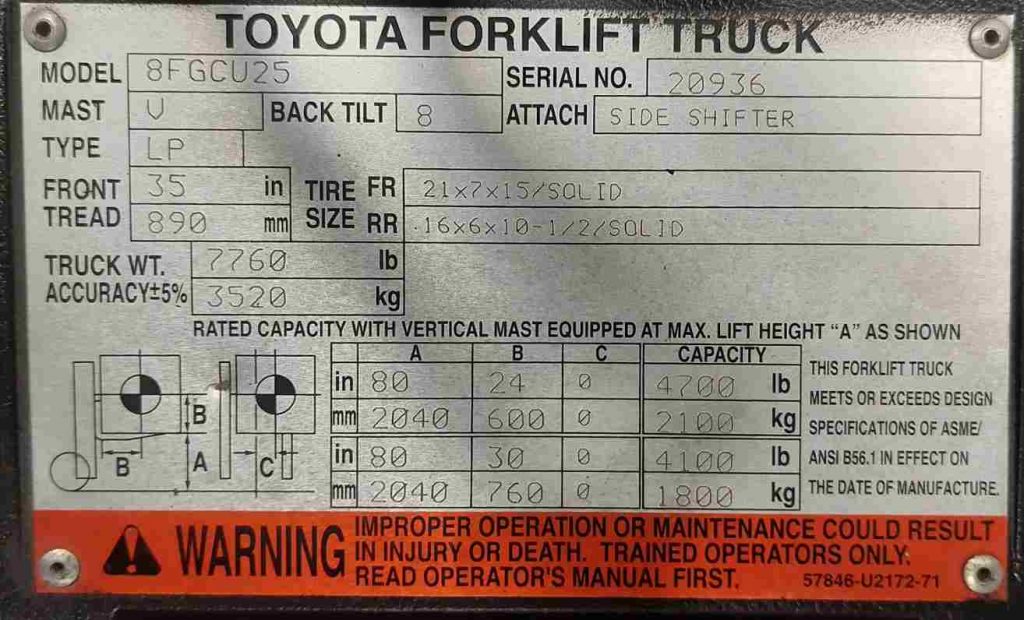 TOYOTA 5000Lbs. PROPANE POWER (SKU:TLT-1-24-122870)Customer