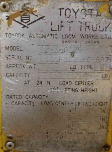 TOYOTA 5000Lbs. PROPANE POWER (SKU:TLT-1-24-122895)Customer