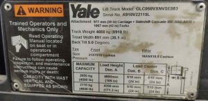 YALE 5000Lbs. PROPANE POWER (SKU:TLT-1-21-122597)Customer