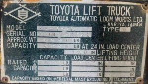 TOYOTA 3000LBS. PROPANE POWER (SKU: TLT-1-22-122760)Customer